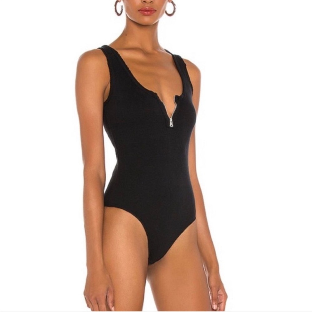 Allsaints black 🖤🖤 tank top bodysuit size 4 small half zipper sexy